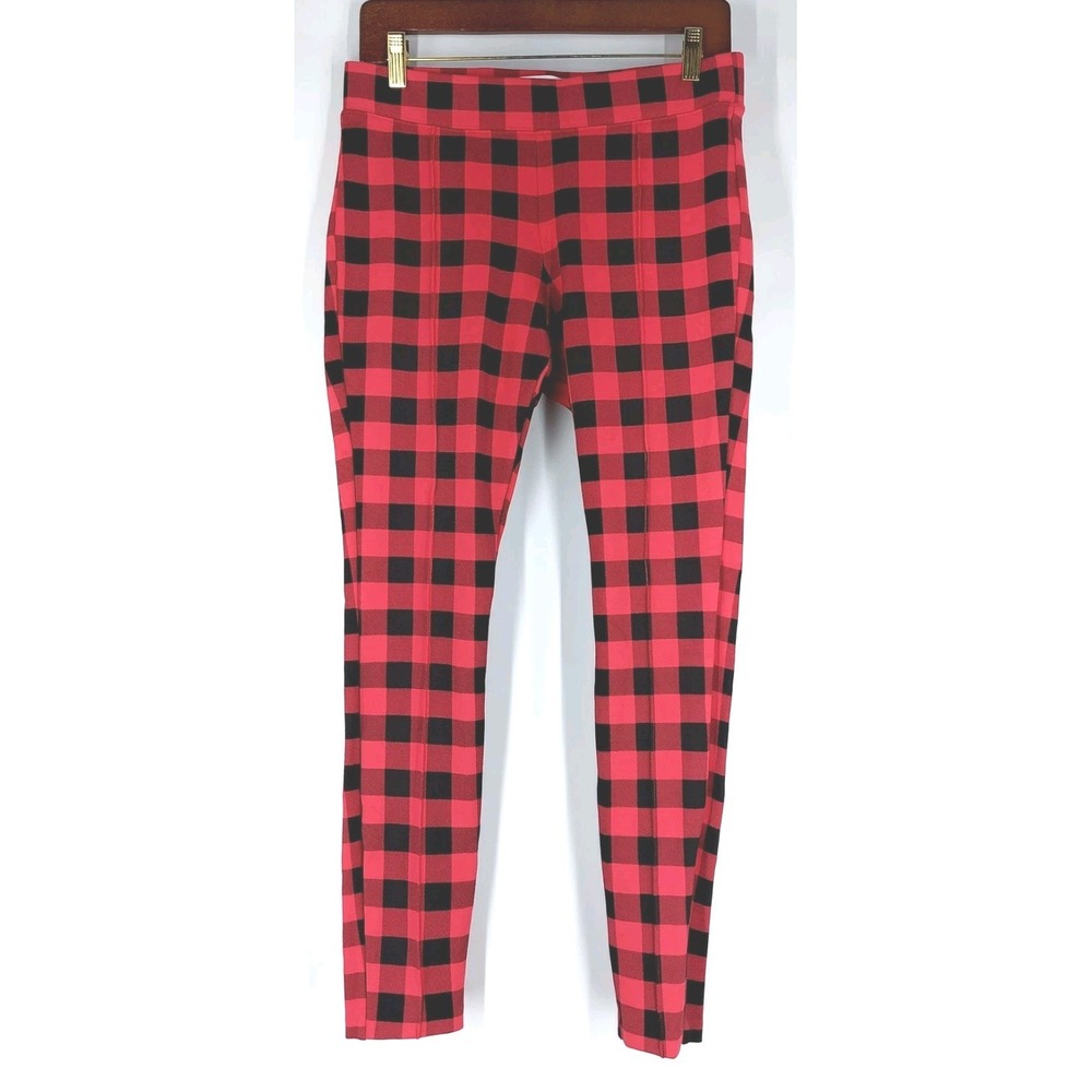 Old Navy Stevie Buffalo Plaid Check Leggings Pants Red Black Womens‎ Size Medium
